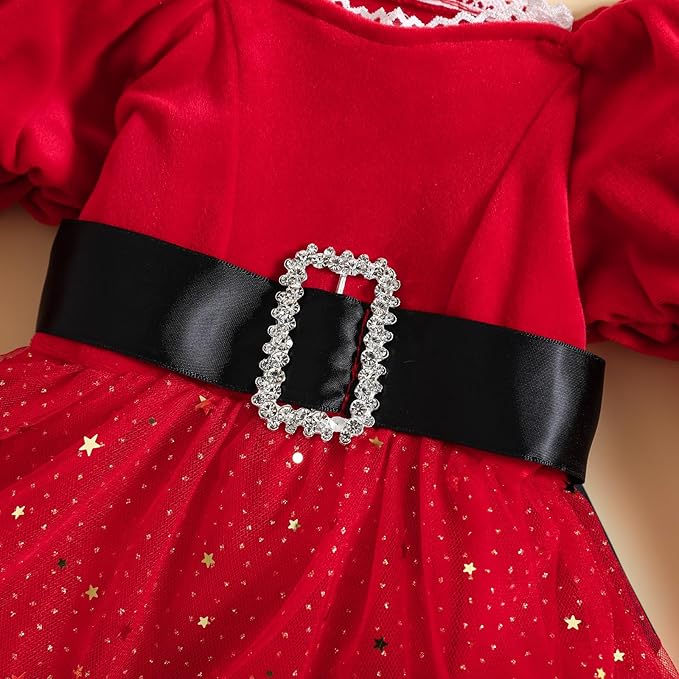 Hnyenmcko Newborn Baby Girl Christmas Clothes Infant Red Plaid Romper Dress Ruffle Long Sleeve Ribbed Bodysuit Headband Set