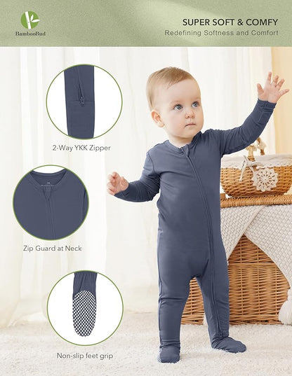 Baby Footie Romper Pajamas Unisex Newborn Infant Pjs Soft Rompers Viscose from Bamboo Sleepwear