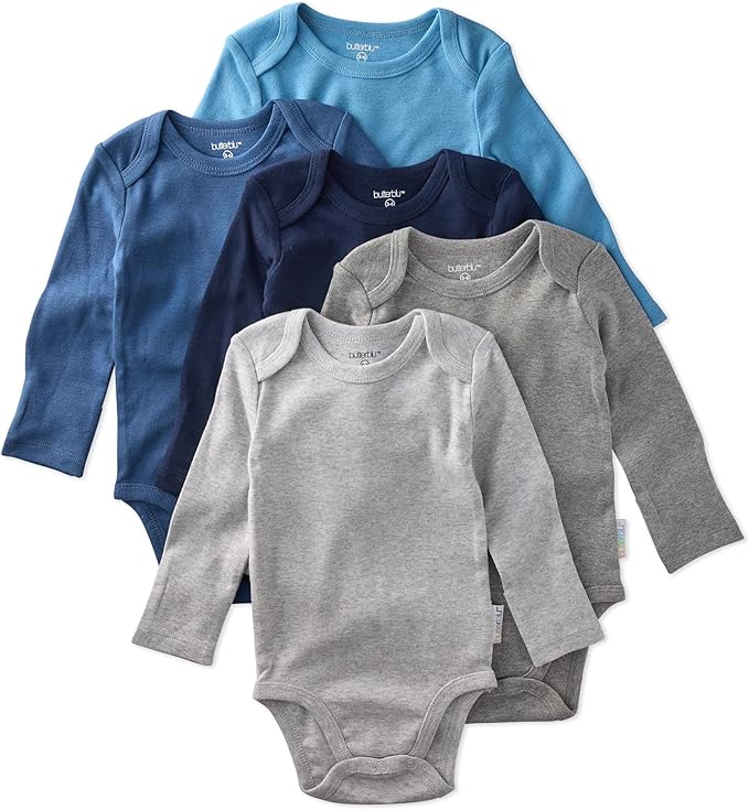 Blake 5-Pack Long Sleeve Bodysuits 100% Organic Cotton Baby Boys & Girls