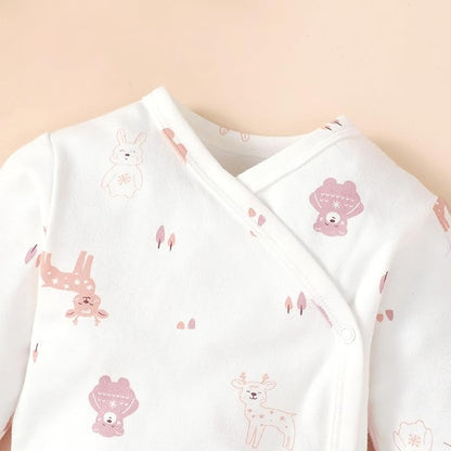 DEFAHN Baby Side Snap Bodysuit Kimono Onsies Newborn Boy Girl 3-Pack 100% Cotton Basic Pattern Kimono Bodysuits