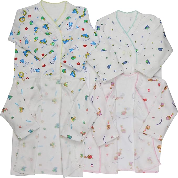 ToBeInStyle Babies' 4 Pack Relaxed Fit Short or Long Sleeve Button Up Kimono Tee Swaddle Shirt