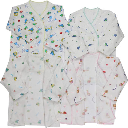 ToBeInStyle Babies' 4 Pack Relaxed Fit Short or Long Sleeve Button Up Kimono Tee Swaddle Shirt