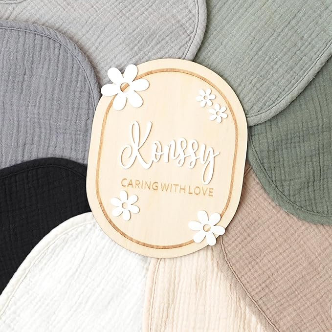 Konssy Muslin Baby Bibs 8 Pack Baby Bandana Drool Bibs Cotton for Unisex Boys and Girls, Soft Absorbent Set for Teething and Drooling