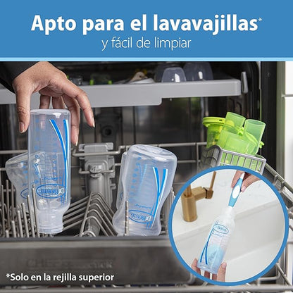 Dr. Brown’s Natural Flow Anti-Colic Options+ Narrow Breast to Bottle Pump & Store Feeding Set with Slow Flow Nipples, Baby Bottle Travel Caps and 100% Silicone HappyPaci One-Piece Pacifier, Blue