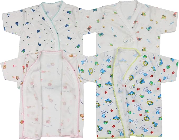 ToBeInStyle Babies' 4 Pack Relaxed Fit Short or Long Sleeve Button Up Kimono Tee Swaddle Shirt