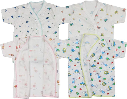 ToBeInStyle Babies' 4 Pack Relaxed Fit Short or Long Sleeve Button Up Kimono Tee Swaddle Shirt