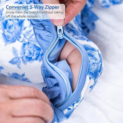 LollyBanks Baby Pajamas, 2-Way Zipper Infant Romper, 95% Viscose Made from Bamboo and 5% Spandex, Baby Sleepers