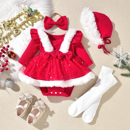 Unutiylo Preemie Newborn Baby Girl Clothes Romper Suspender Dress Fall Winter Outfits Ruffle Long Sleeve Jumpsuit