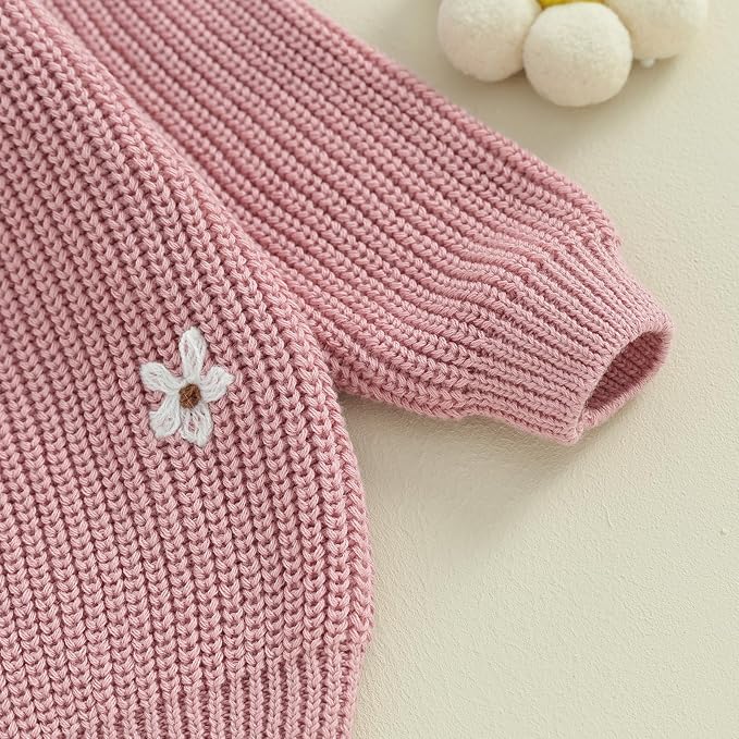 Mubineo Baby Girl Winter Clothes Cute Flower Sweater Crewneck Pullover Long Sleeve Knit Newborn Infant Sweaters