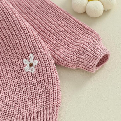 Mubineo Baby Girl Winter Clothes Cute Flower Sweater Crewneck Pullover Long Sleeve Knit Newborn Infant Sweaters
