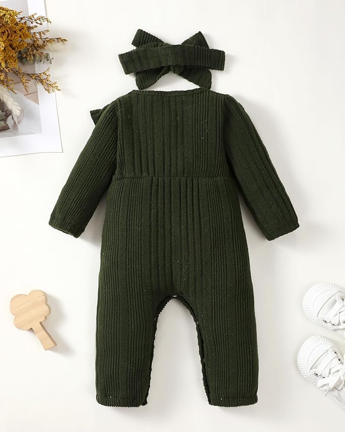 Infant Baby Girl Clothes Newborn Girl Romper Fall Winter Outfit Ruffle Long Sleeve Jumpsuit Romper Cute Baby Girl Outfit