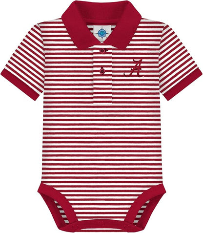 Creative Knitwear College Baby Striped Polo Bodysuit - Team Logo, Multiple Colors, for Boys & Girls (0-12 Months)