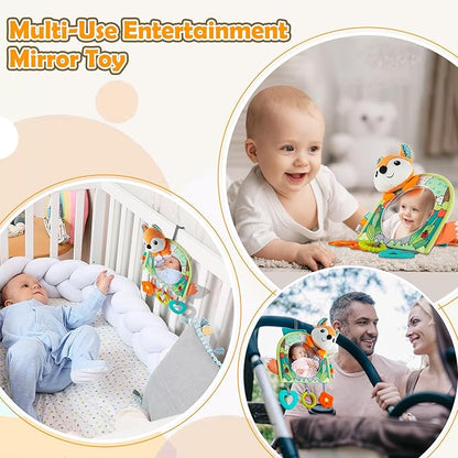 Car Seat Toy, Baby Car Mirror Toy for Rear Facing, Travel Baby Activity Center with Hanging Engaging Toys for Infants Babies 0-6-12-18 Months Boy Girl