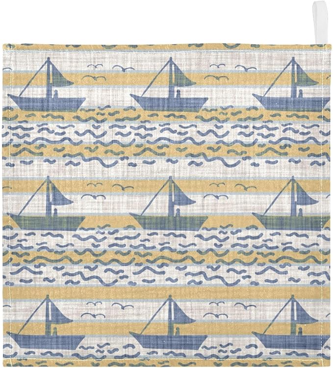 vvfelixl Baby Muslin Washcloths Linen Nautical Boat Texture Baby Burp Cloths Cotton Baby Face Towel for Newborn Infants Boys Girls Soft and Absorbent 11.8 X 11.8 in, 3 Pack