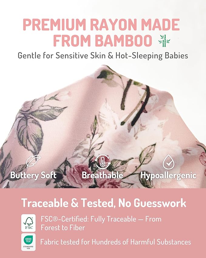 HAPIU Rayon from Bamboo Baby Footed Pajamas, 2 Way Zipper YKK, Footie for Baby Boy Girls, Newborn-24 Months