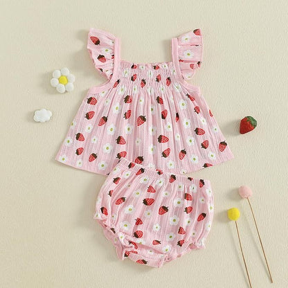 Mubineo Baby Girl Summer Clothes Cute Ruffle Tops Dress Shorts Outfits Set Infant Toddler Shrit Bloomers Princess Outfit