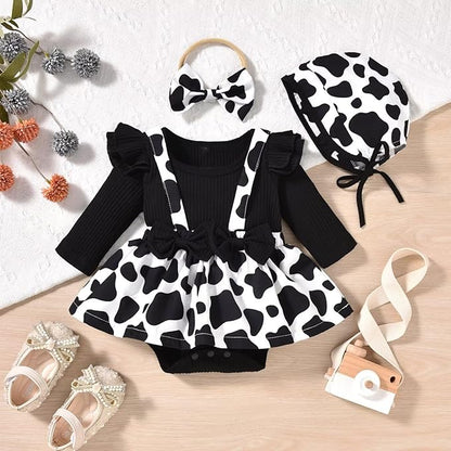 Unutiylo Preemie Newborn Baby Girl Clothes Romper Suspender Dress Fall Winter Outfits Ruffle Long Sleeve Jumpsuit