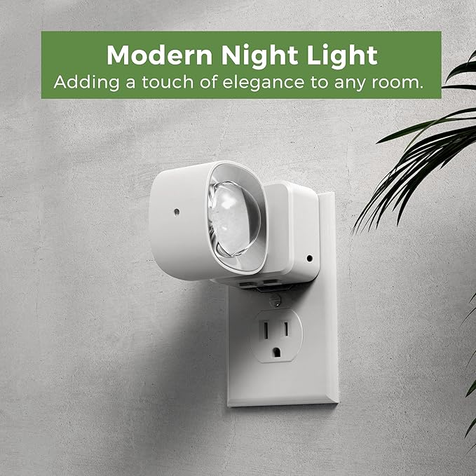 L LOHAS LED Night Lights Plug into Wall, Night Light Projector, Dusk to Dawn Sensor, Rotating White Nightlight for Kids, Soft White Ambient Lighting for Bathroom, Gaming Room, Gifts,2 Pack