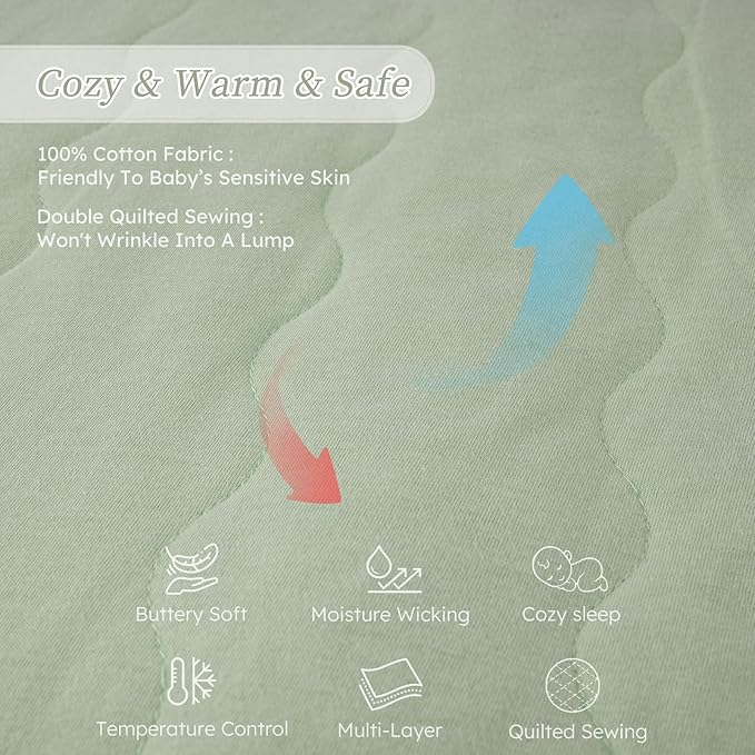 Looxii Baby Sleep Sack 6-12 Months 2.5 TOG Baby Wearable Blanket, Cotton Quilted Infant Toddler Sleeping Bag 2-Way Zipper Warm Toddler Sleep Sack for Winter