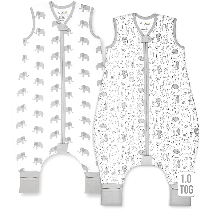 Mama Cheetah Toddler Sleep Sack with Feet in 1.0 Tog Organic Cotton for Boys and Girls, Baby Sleep Bag with Legs and 2-Way Zipper, Early Walker Medium
