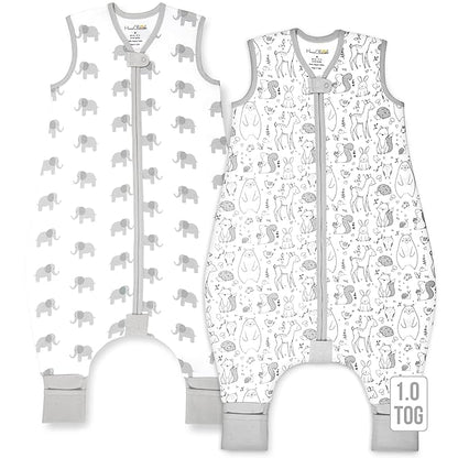 Mama Cheetah Toddler Sleep Sack with Feet 4T-5T, 1.0 TOG Organic Cotton Baby Wearable Blankets with Legs, Baby Sleeping Bag for Walkers, Early Walker X-Large