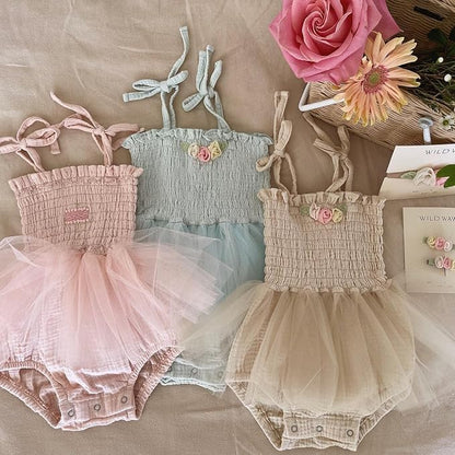 Newborn Baby Girl Bodysuit Sleeveless Halter Frill Romper One-piece Jumpsuit with Headband Summer Clothes Set