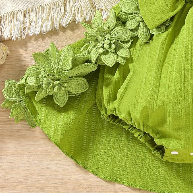 Baby Girl Valentine Romper Dress Outfit Ruffle Sleeveless 3D Floral Lace Bodysuit for Newborn Infant