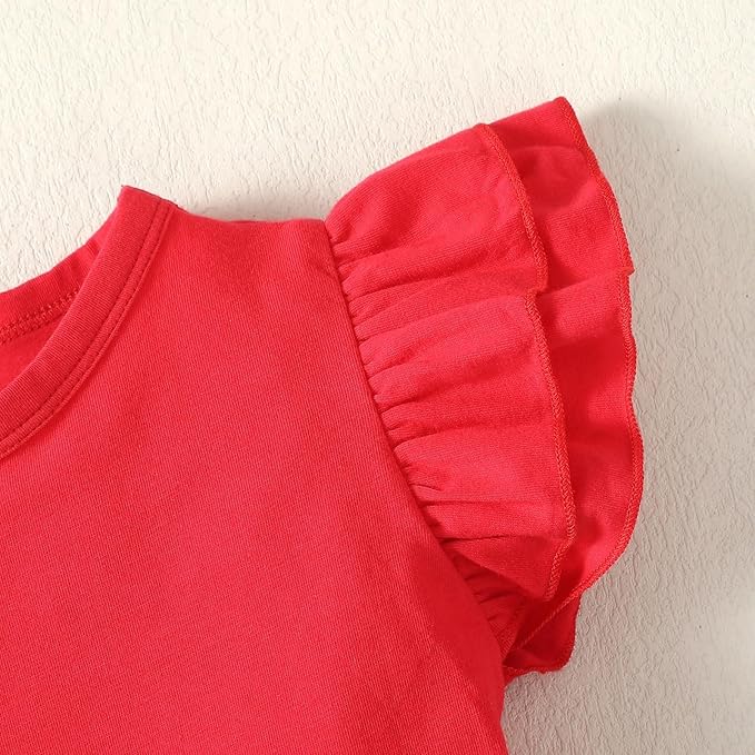 12M-14Y Toddler Baby Girls T Shirt Solid Color Blouse Ruffle Top Cotton Casual Tees Plain Shirt