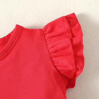 12M-14Y Toddler Baby Girls T Shirt Solid Color Blouse Ruffle Top Cotton Casual Tees Plain Shirt