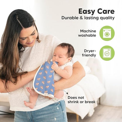 5-Pack Muslin Burp Cloths Baby Boy, Girl - Very Absorbent Baby Burp Cloth Rags, 8-Layers Viscose Derived from Bamboo Cotton Muslin Towel, Super Soft Spit Up Rags, No Shrink Washcloths (Toy Land)