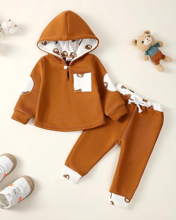 Toddler Baby Boy Clothes Infant Newborn Boy Outfit Long Sleeve Hoodie Sweatshirt Pants Fall Winter Clothes Set