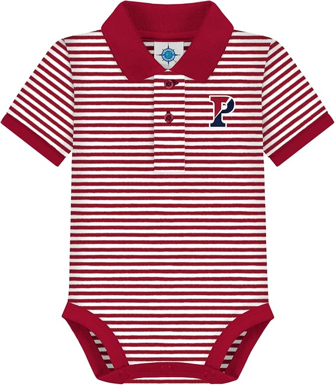 Creative Knitwear College Baby Striped Polo Bodysuit - Team Logo, Multiple Colors, for Boys & Girls (0-12 Months)