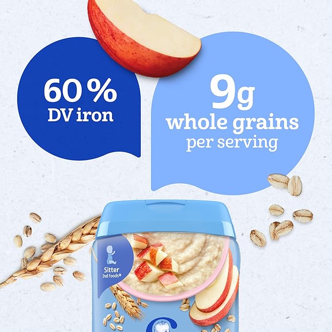 Gerber Stage 2 Baby Food, Multigrain Apple Cereal, Whole Grains, Baby Cereal, 6PK