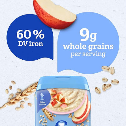 Gerber Stage 2 Baby Food, Multigrain Apple Cereal, Whole Grains, Baby Cereal, 6PK