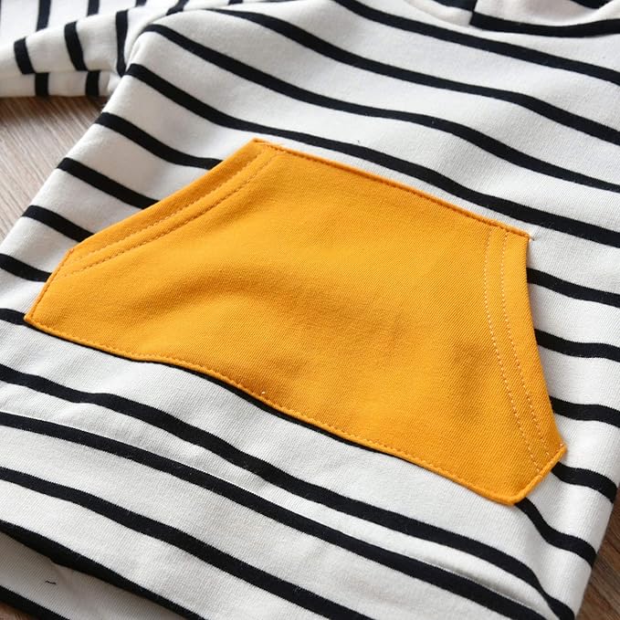 Toddler Infant Baby Boy Clothes Striped Long Sleeve Hoodie Tops Sweatsuit Pants Outfit Set