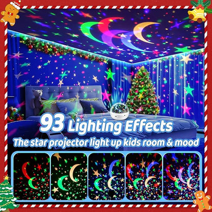 COOLNIGHT Christmas Room Decor, 93 Lighting+3 Films Christmas Projector Christmas Stuff, Remote+Dimmable+360° Slient Nightlight for Baby Nursery, Christmas Room Decorations, Moon Projector (White)