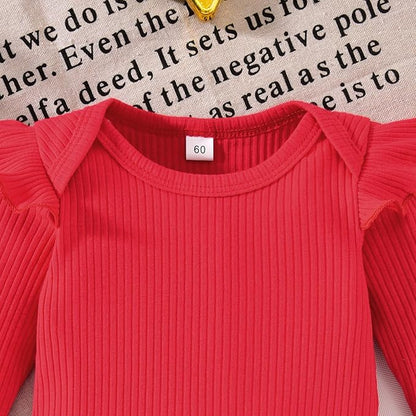 Aalizzwell Preemie Newborn Infant Baby Girls Clothes Ribbed Romper Bodysuit Pants Set Fall Winter Outfits