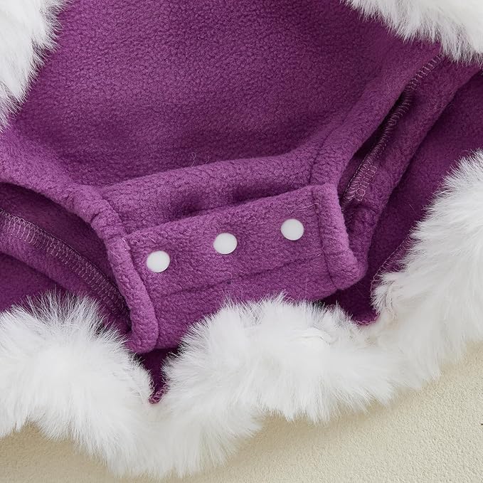 Newborn Infant Baby Girl Christmas Clothes Santa Claus Romper Dress Fur Trim Velvet Jumpsuit Bodysuit Hat Costume