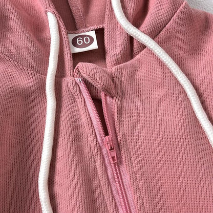 Unutiylo Unisex Baby Boys Girls Long Sleeve Infant Baby Zipper Hooded Jumpsuits Romper Loose Outfit Clothes