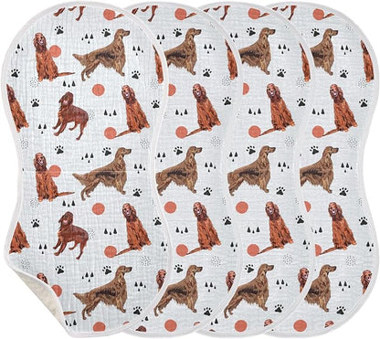 vvfelixl Irish Setter Dog Pattern Burp Cloths for Baby Boy Girls Baby Washcloths Burp Rags 1 Pack