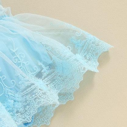 Infant Baby Girl Lace Romper Baby Tulle Dress Romper Flowers Bodysuit Spring Summer Festival Clothes with Headband