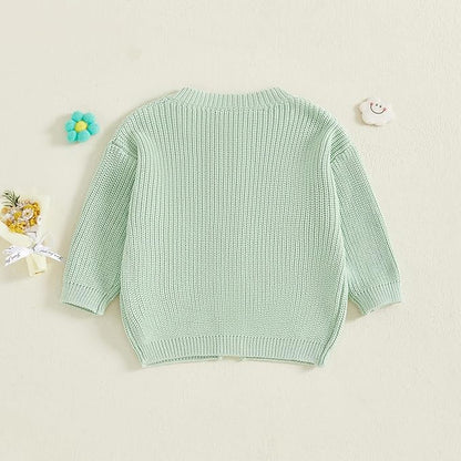 Baby Girl Cardigan Sweater Toddler Goose Embroidered Button Down Knit Sweaters Fall Winter Knitwear Jacket Clothes
