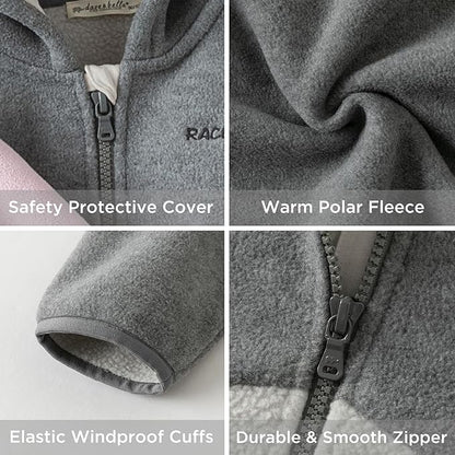 DAVE&BELLA Toddler Fleece Jacket, Baby Boys Girls Animal-shaped Hooded Zipper Long Sleeve Warm Spring Autumn Outerwear Coat