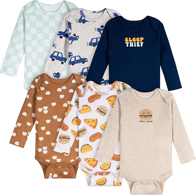 Onesies Brand, Unisex Baby, 6-Pack Long Sleeve Bodysuits