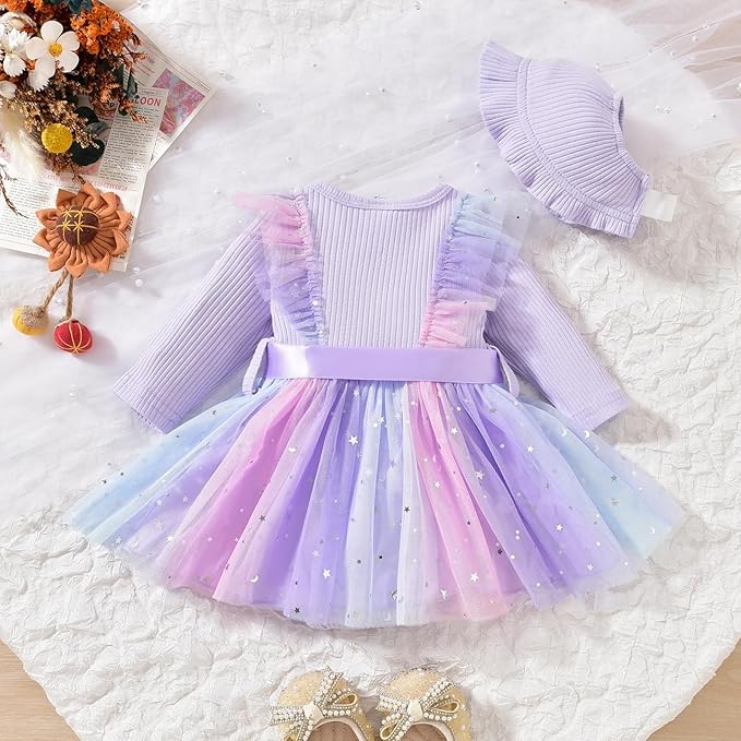 Aalizzwell Infant Newborn Girls Long Sleeve Bodysuit Dress