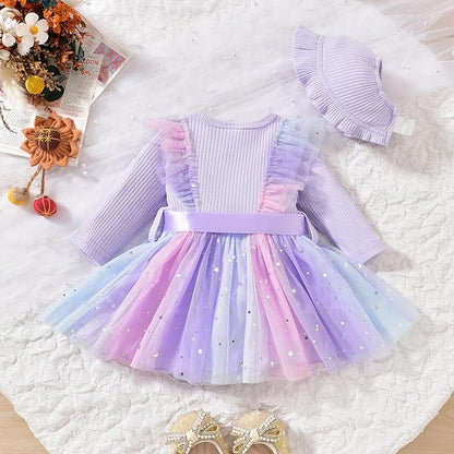 Aalizzwell Infant Newborn Girls Long Sleeve Bodysuit Dress