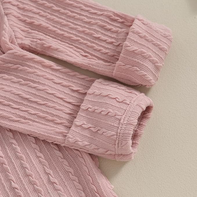 Newborn Baby Girl Fall Winter Outfits Clothes Knit Jumpsuit Ruffle Romper Newborn Coming Home Outfit for Baby Girl