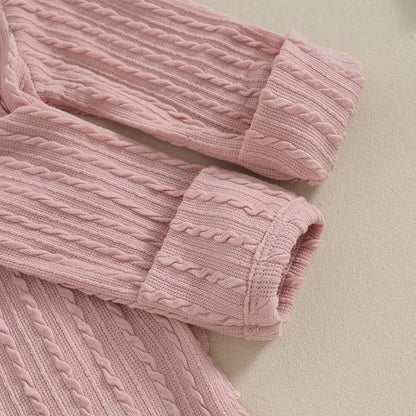 Newborn Baby Girl Fall Winter Outfits Clothes Knit Jumpsuit Ruffle Romper Newborn Coming Home Outfit for Baby Girl