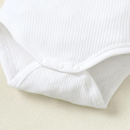 0-24M Infant Ribbed Romper Baby Girls Knit Ruffle Bodysuit Toddler Girl Solid Color Jumpsuit Holiday Shirt Tpos