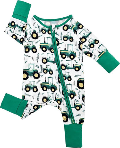 Bow Dream Bamboo Rayon Baby Boy Romper Footed Long Sleeve Footies Newborn Girl Clothes Footless with Zipper and Mitten Cuffs